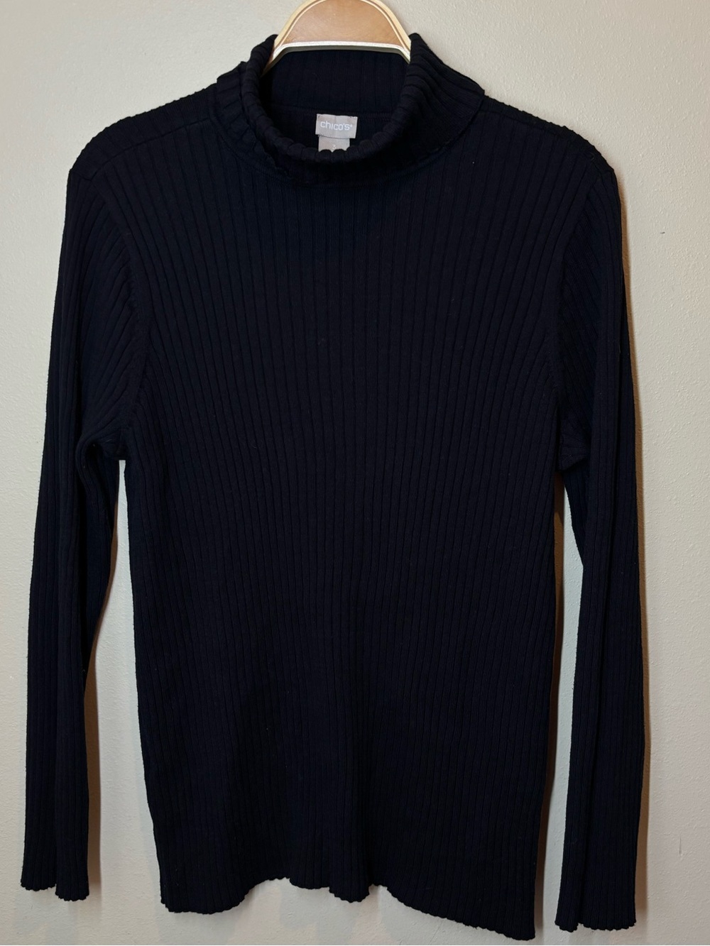 Chico’s Ribbed Turtleneck Sweater - Black - XL
